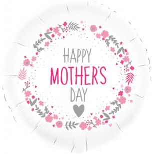 Happy Mother's Day White Floral Balloon